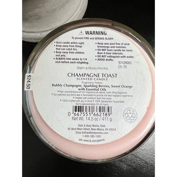 CHAMPAGNE TOAST Candle Bath & Body Works BBW - Picture 4 of 4